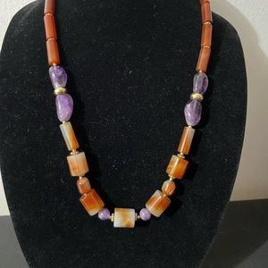 Vintage Natural Agate and Amethyst necklace.